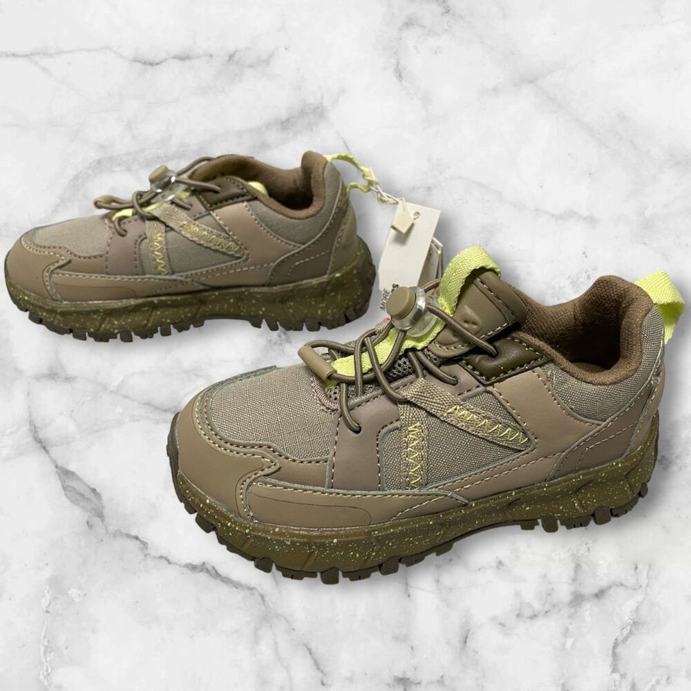 Zara Baby Hiking Trainers Shoes Khaki Green Size 25 100% Cotton Insole - Picture 2 of 8